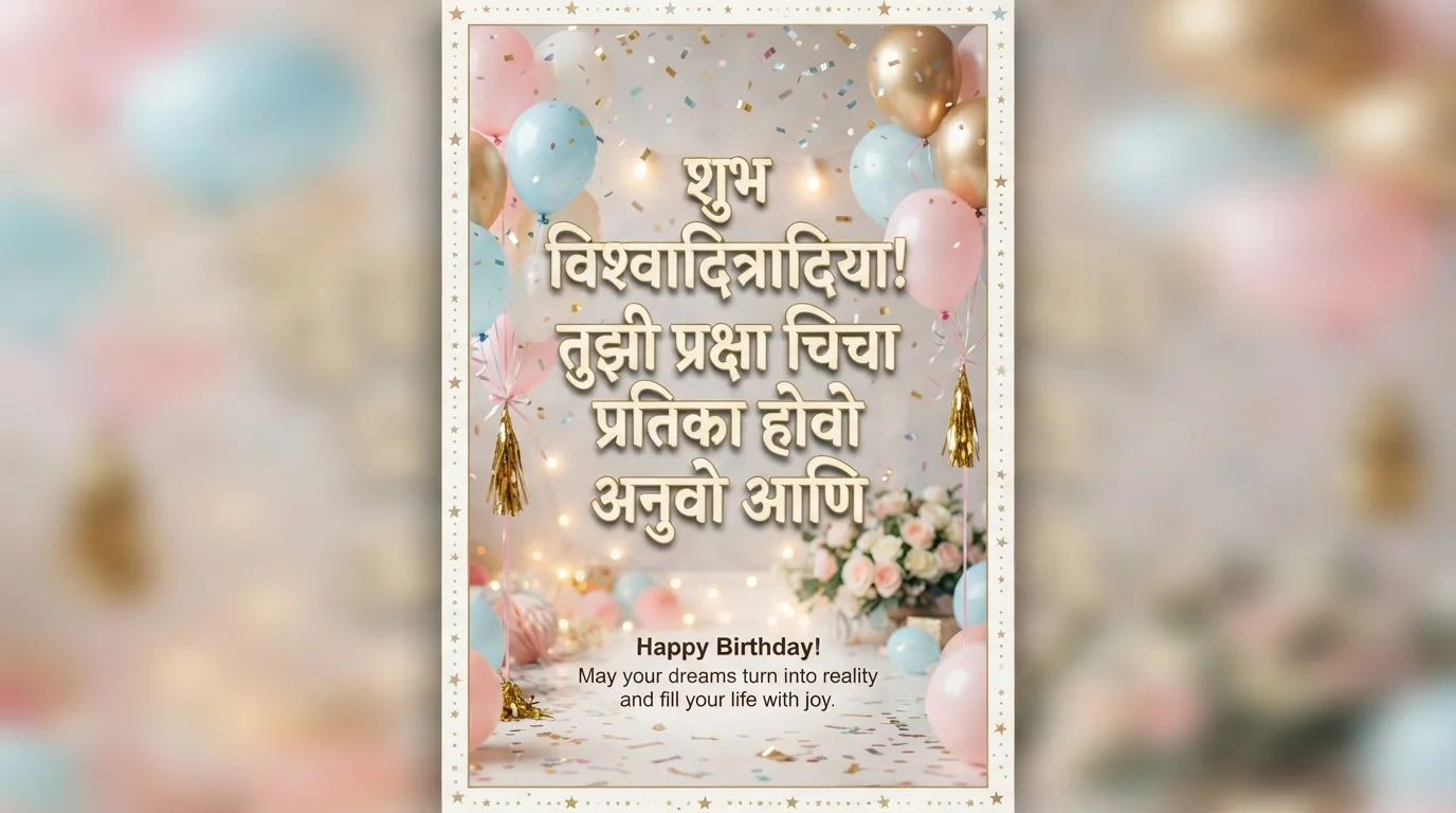 Beautiful Marathi Birthday Greeting Image With Balloons
