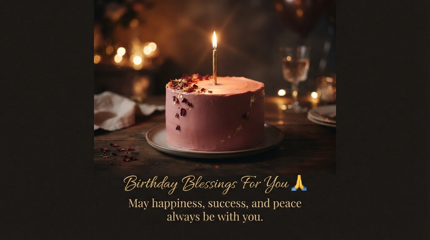 Birthday Blessings Quotes for Friend with Elegant Cake Background