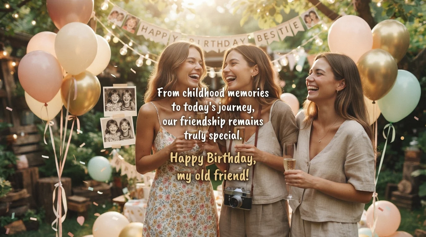 Childhood Friend Birthday Wishes Background With Balloons