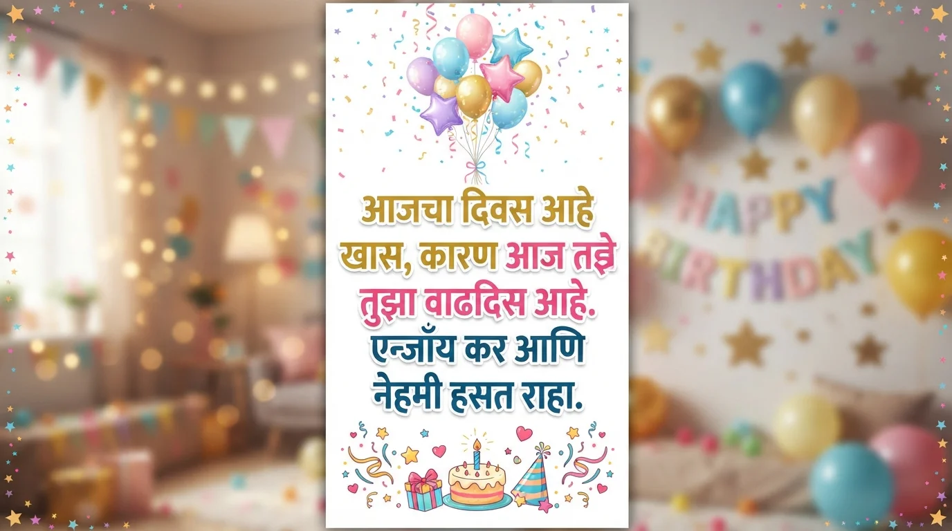 Cute Marathi Birthday Wish Image For Social Media
