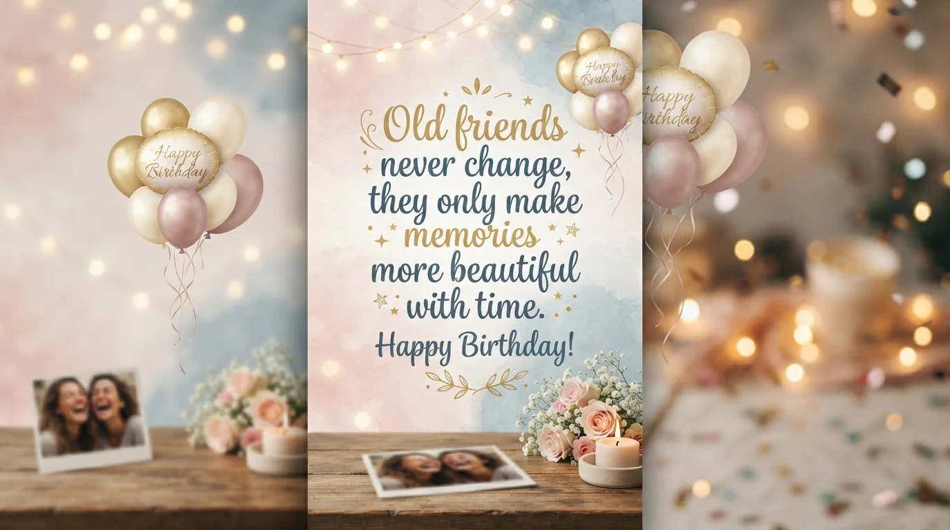 Heartfelt Birthday Wishes For Old Friend With Balloons