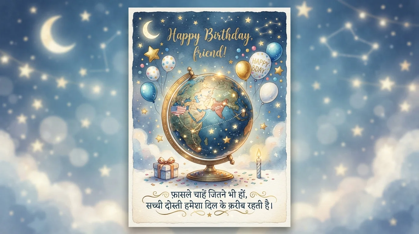 Long Distance Best Friend Birthday Wishes Hindi Image