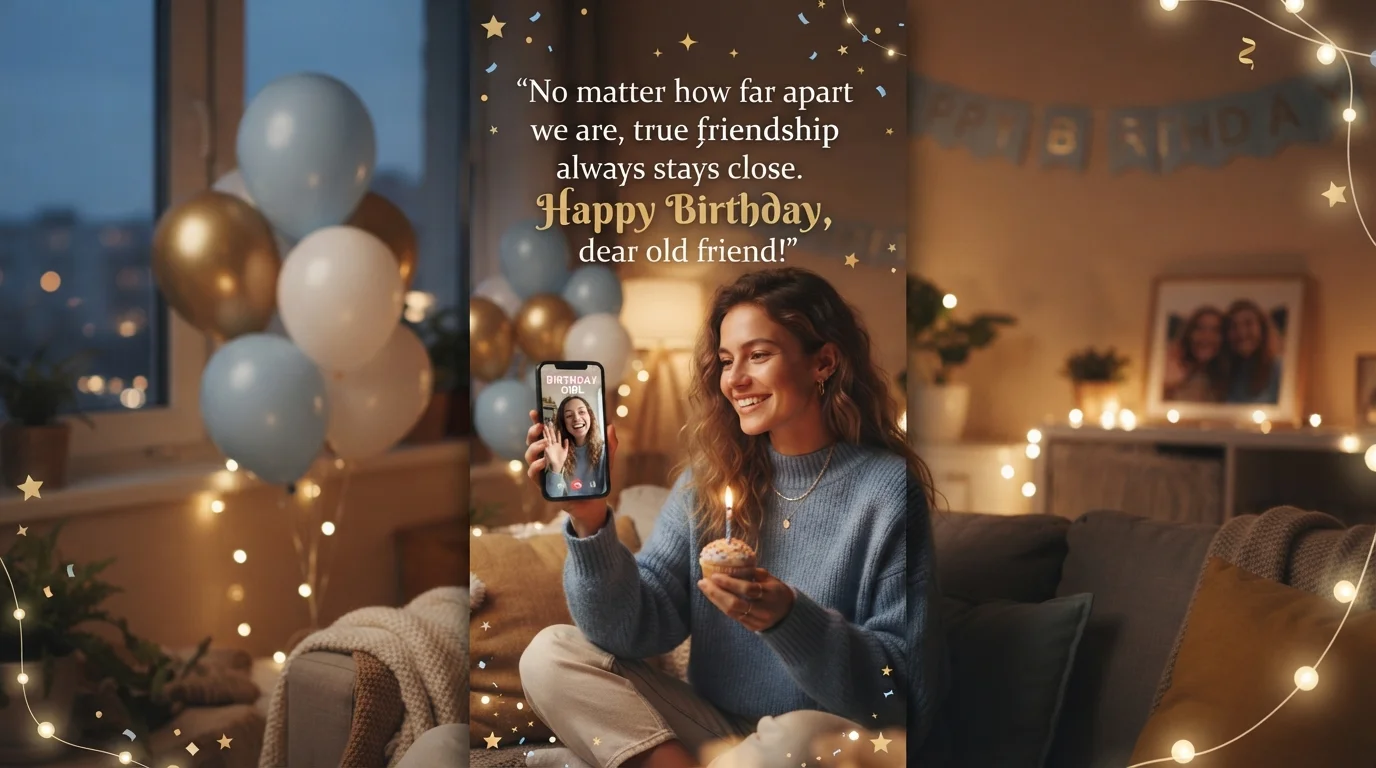 Long Distance Old Friend Birthday Wishes Image Background