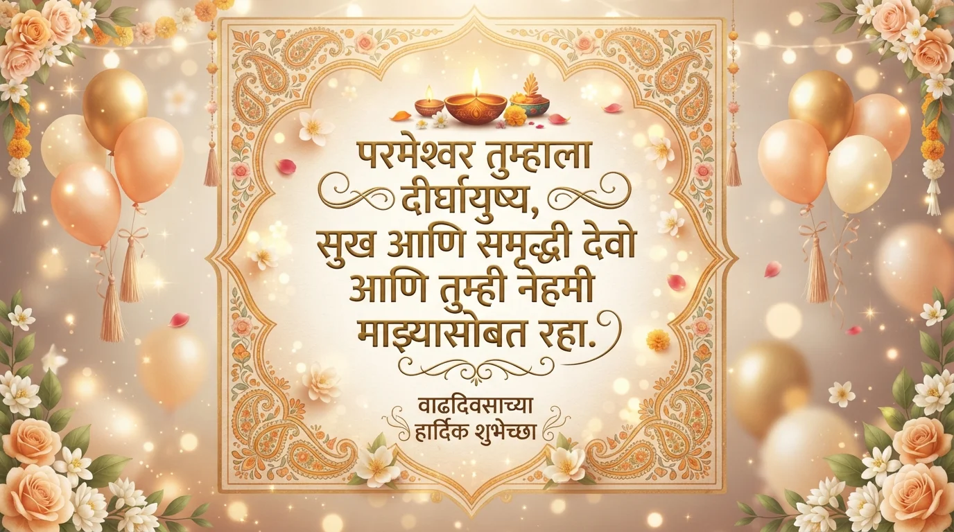 Marathi Birthday Blessing Wishes Image Design