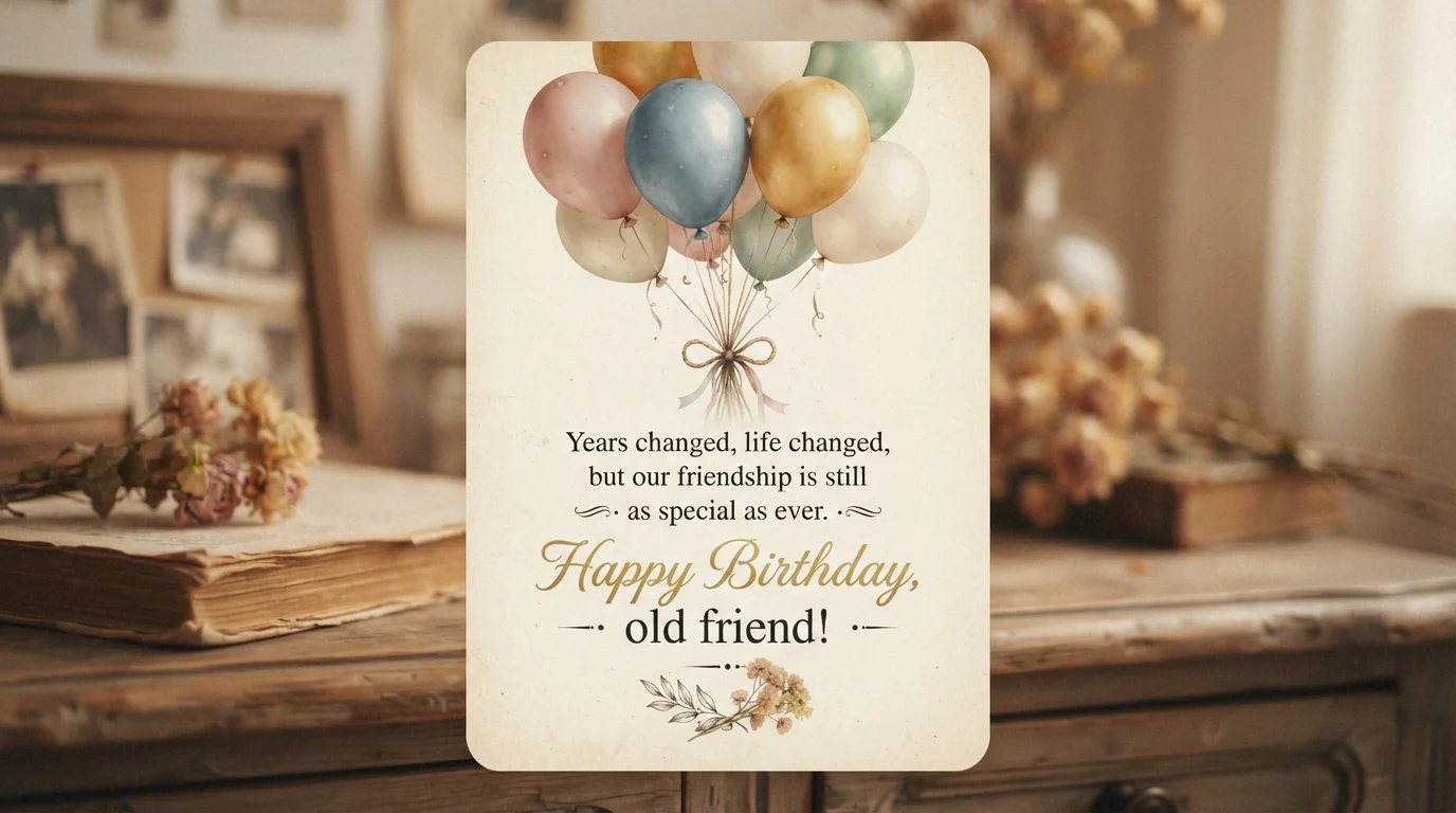Nostalgic Birthday Wishes Image For Long Time Friend