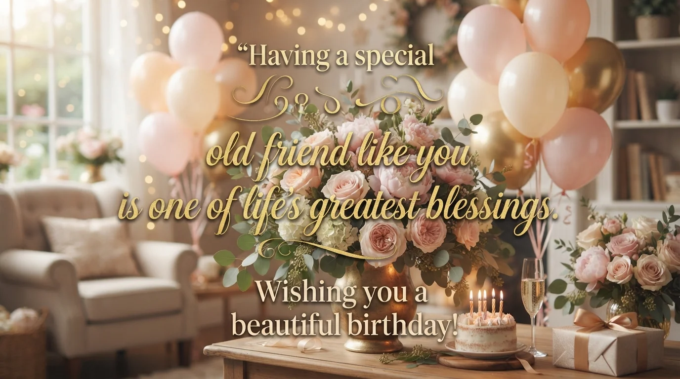 Old Female Friend Birthday Wishes Elegant Background