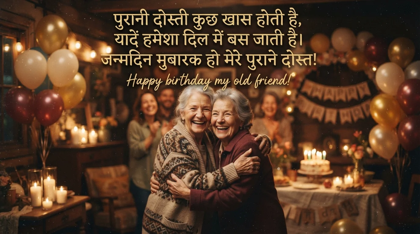 Old Friend Birthday Wishes Hindi Image