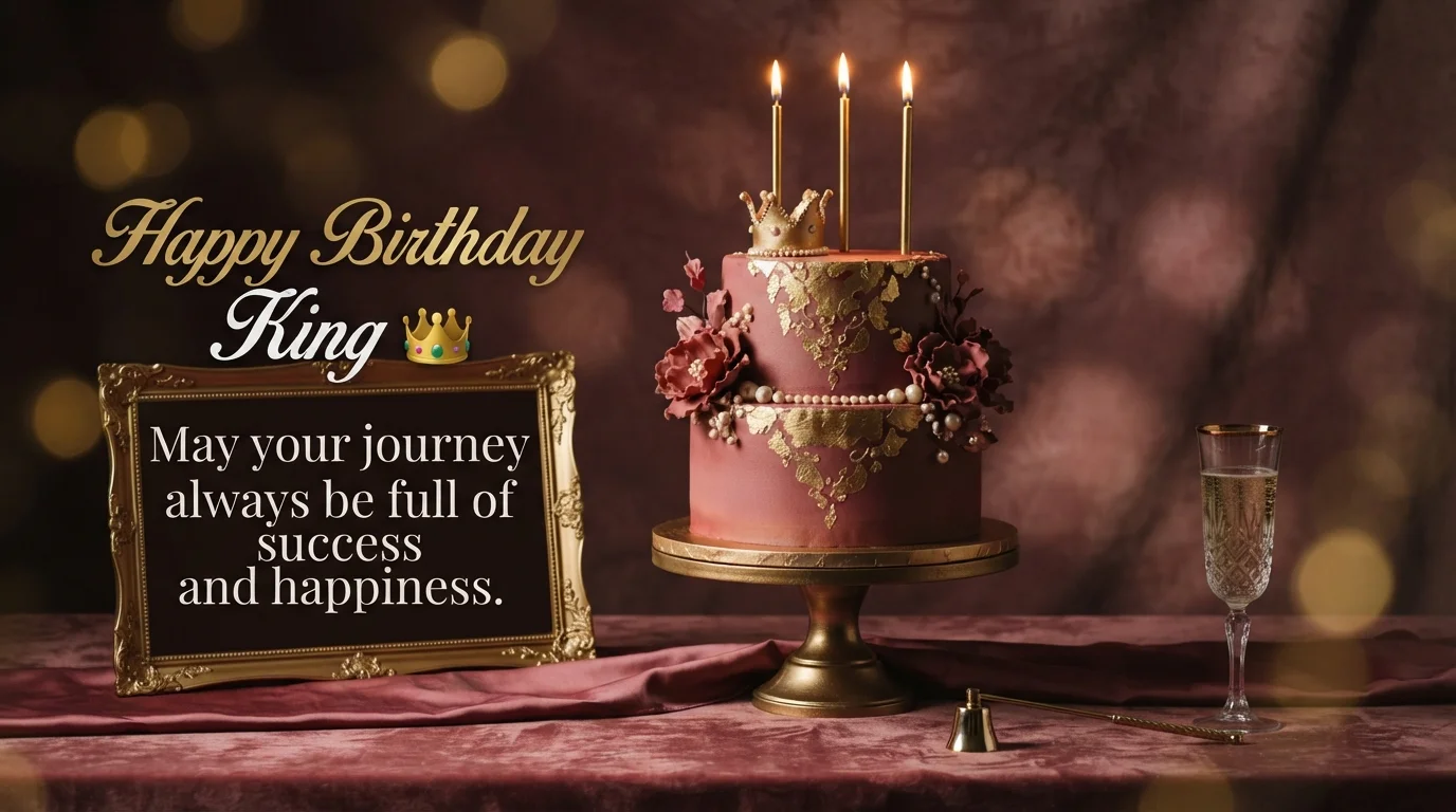 Royal Birthday Wishes for Friend with Dark Pink Cake Theme