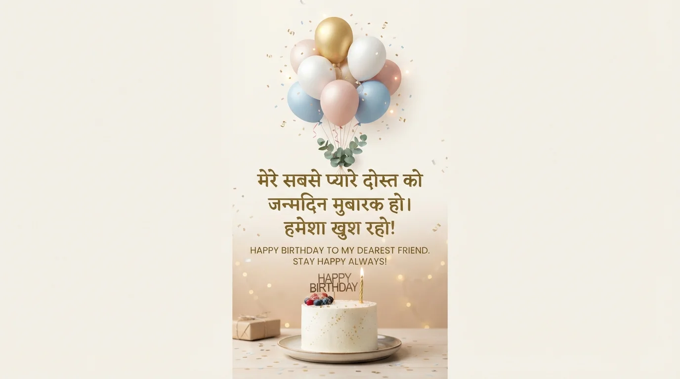 Short Birthday Wishes for Best Friend Hindi Image