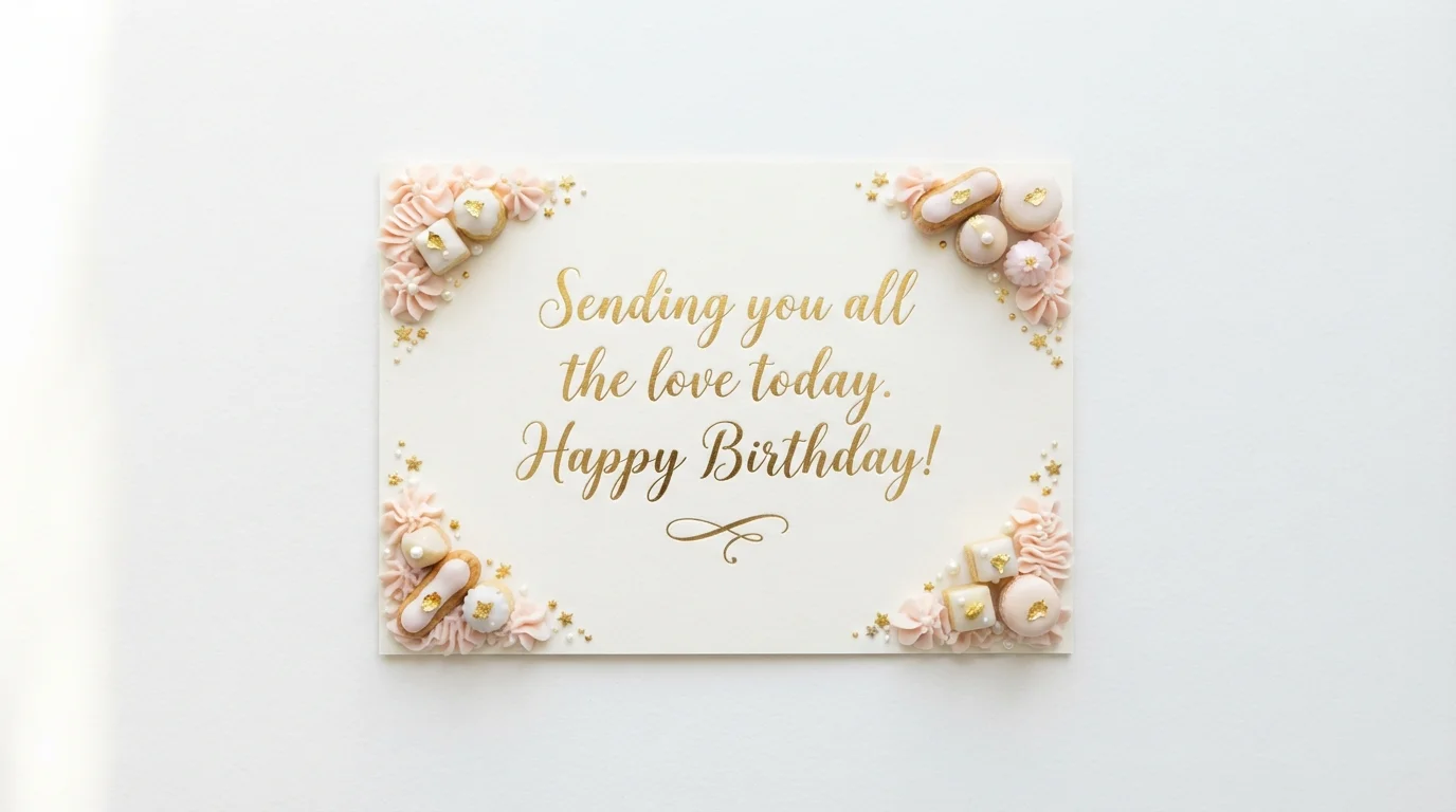 Sweet Pastel Pink Birthday Card with Golden Cursive Text