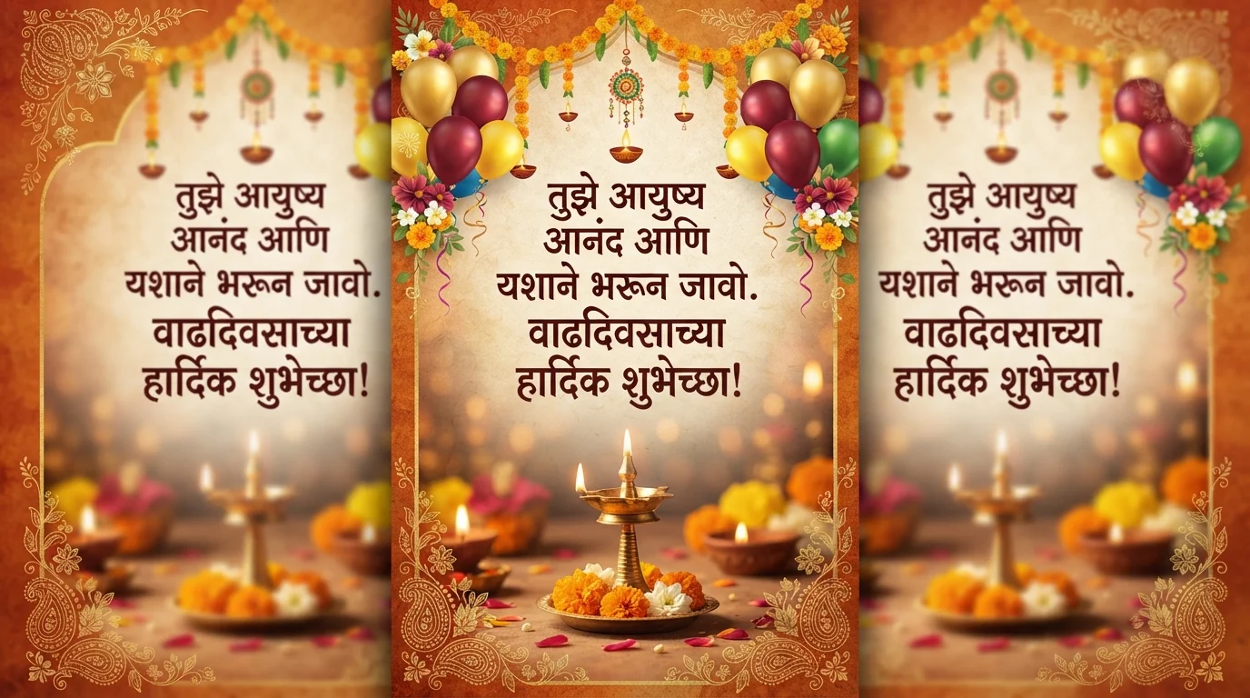 Traditional Marathi Birthday Wishes Greeting Card