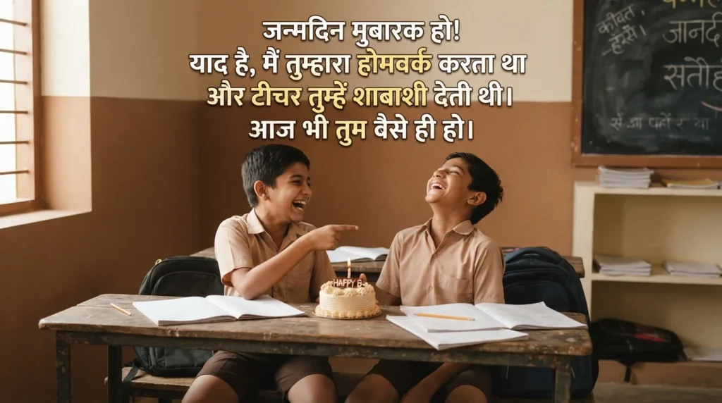 स्कूल फ्रेंड के लिए फनी बर्थडे विशेज हिंदी में