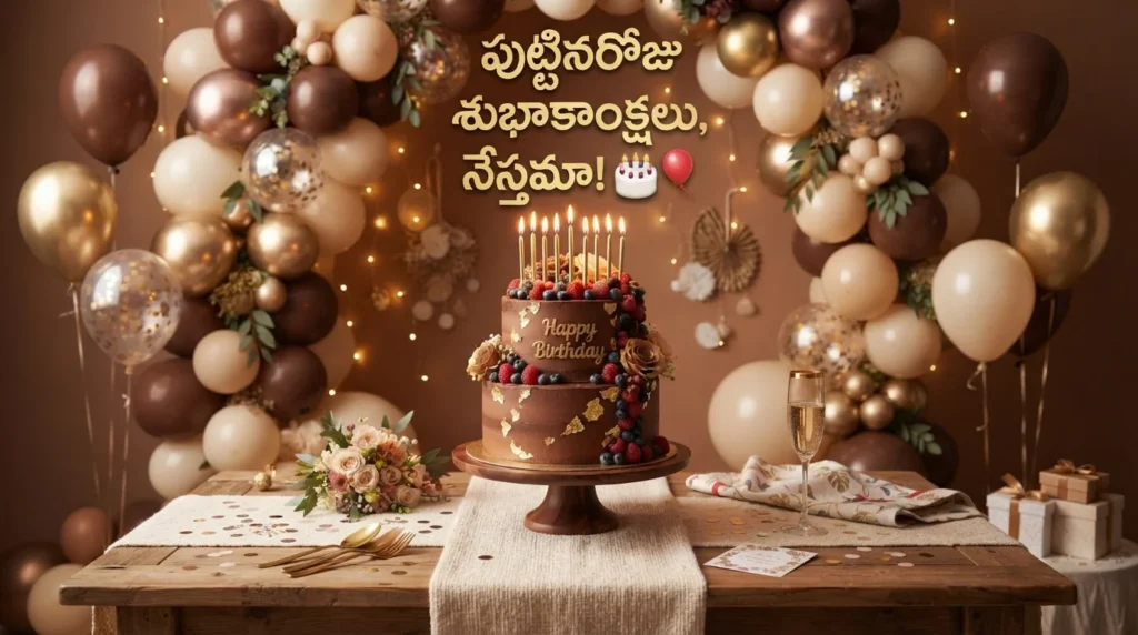 కేక్ మరియు బెలూన్లతో బెస్ట్ ఫ్రెండ్‌కు పుట్టినరోజు శుభాకాంక్షలు