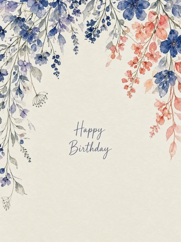 Digital Birthday Cards for Best Friends design 11, watercolor botanical style, premium digital birthday card for friends