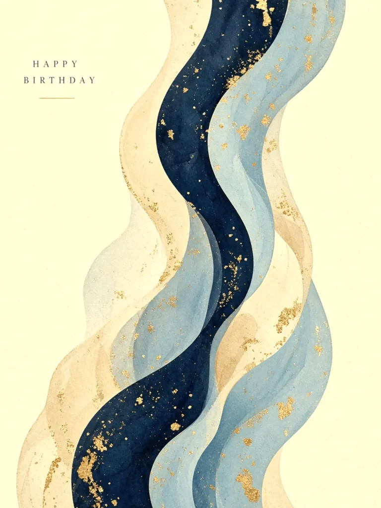 Birthday Cards for a Childhood Friend design 10, abstract gallery style, premium digital birthday card for friends