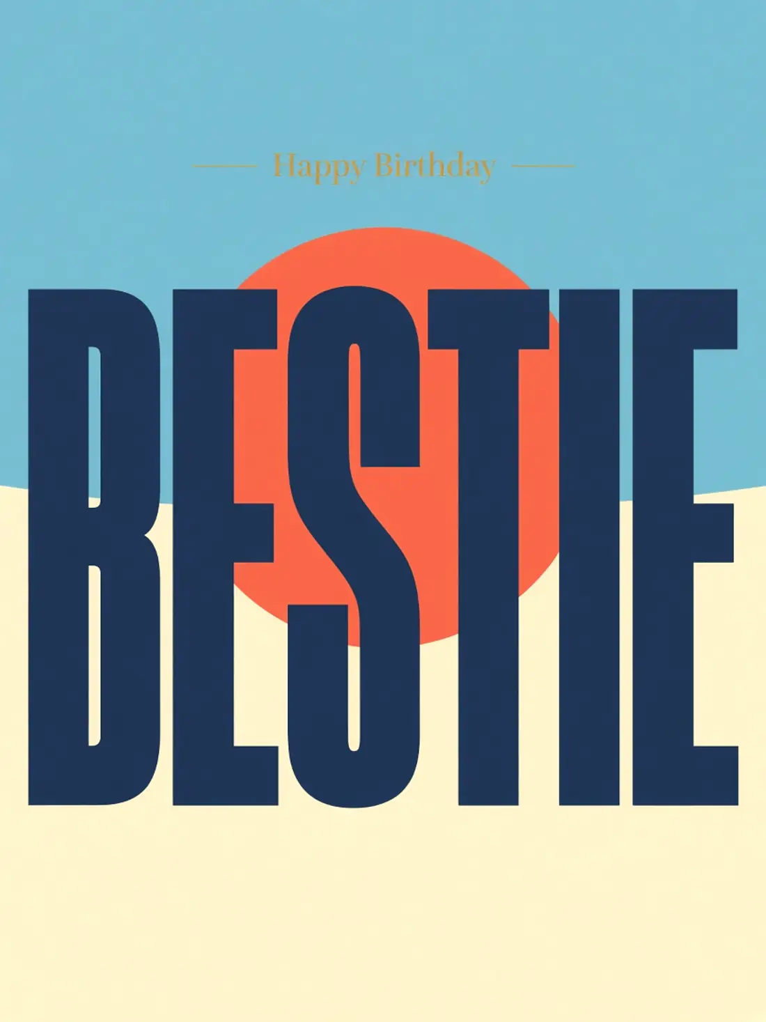 Birthday Cards for a Childhood Friend design 13, bold type colorblock style, premium digital birthday card for friends