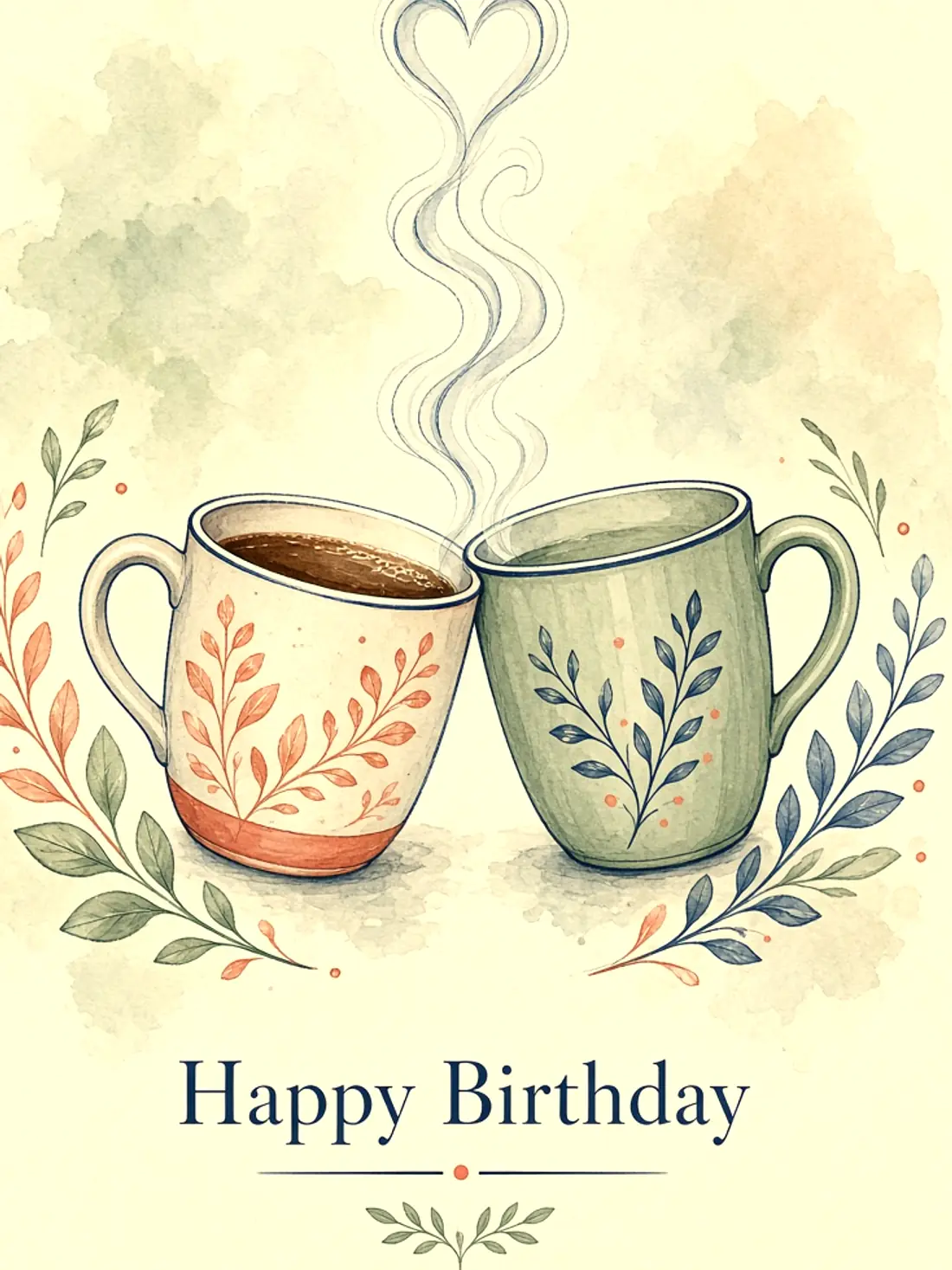 Birthday Cards for a Childhood Friend design 04, hand illustrated style, premium digital birthday card for friends