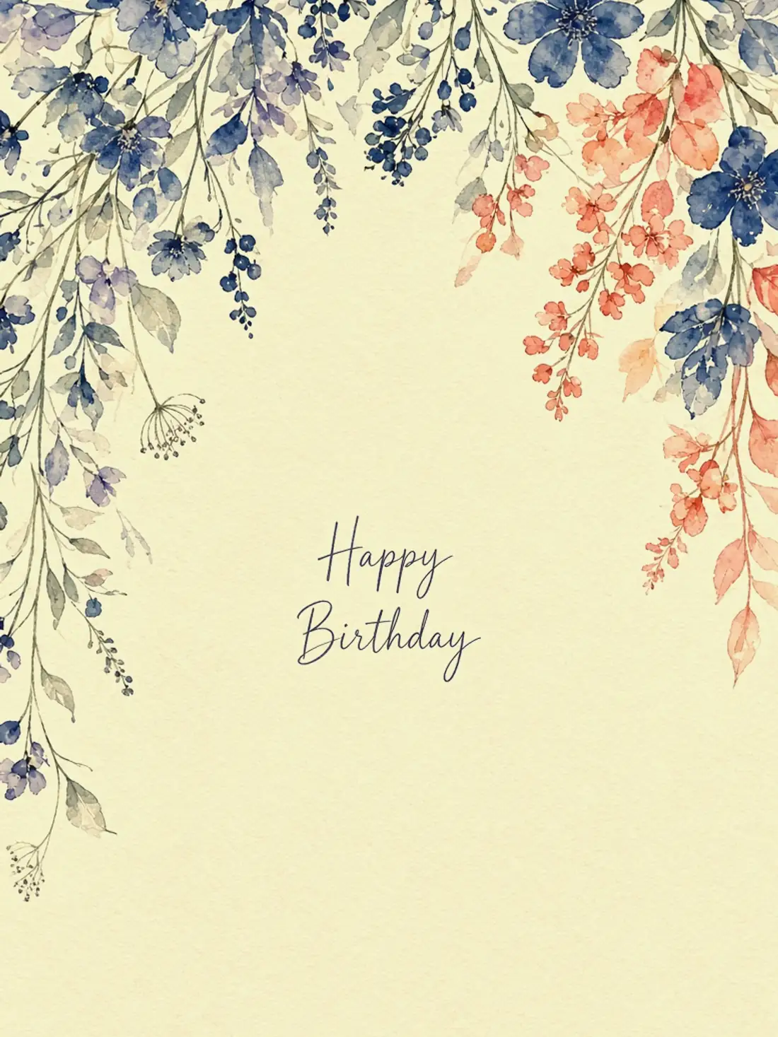 Birthday Cards for a Childhood Friend design 11, watercolor botanical style, premium digital birthday card for friends