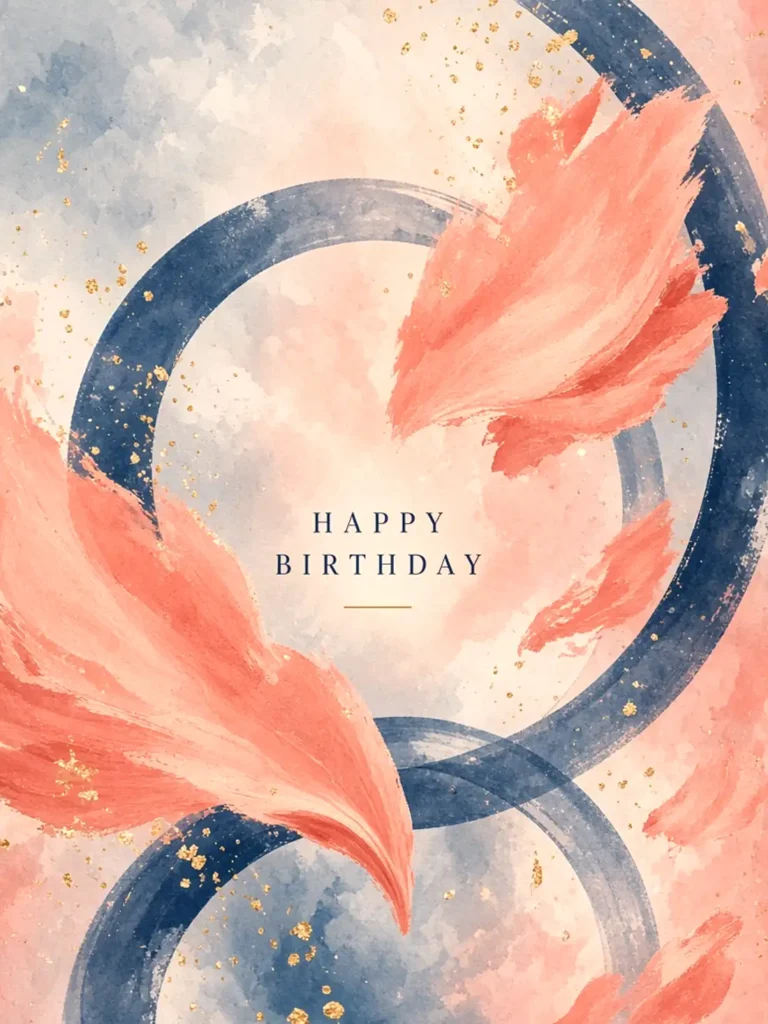 Birthday Cards for a Close Friend design 15, abstract gallery style, premium digital birthday card for friends