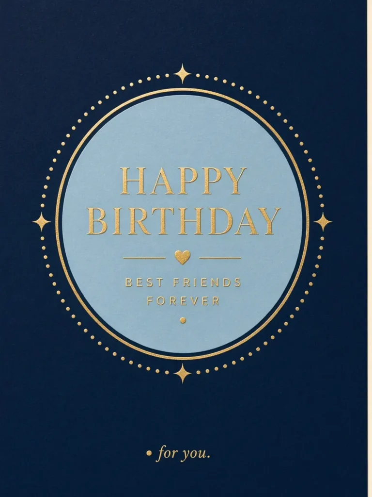 Birthday Cards for a Close Friend design 07, navy foil modern style, premium digital birthday card for friends
