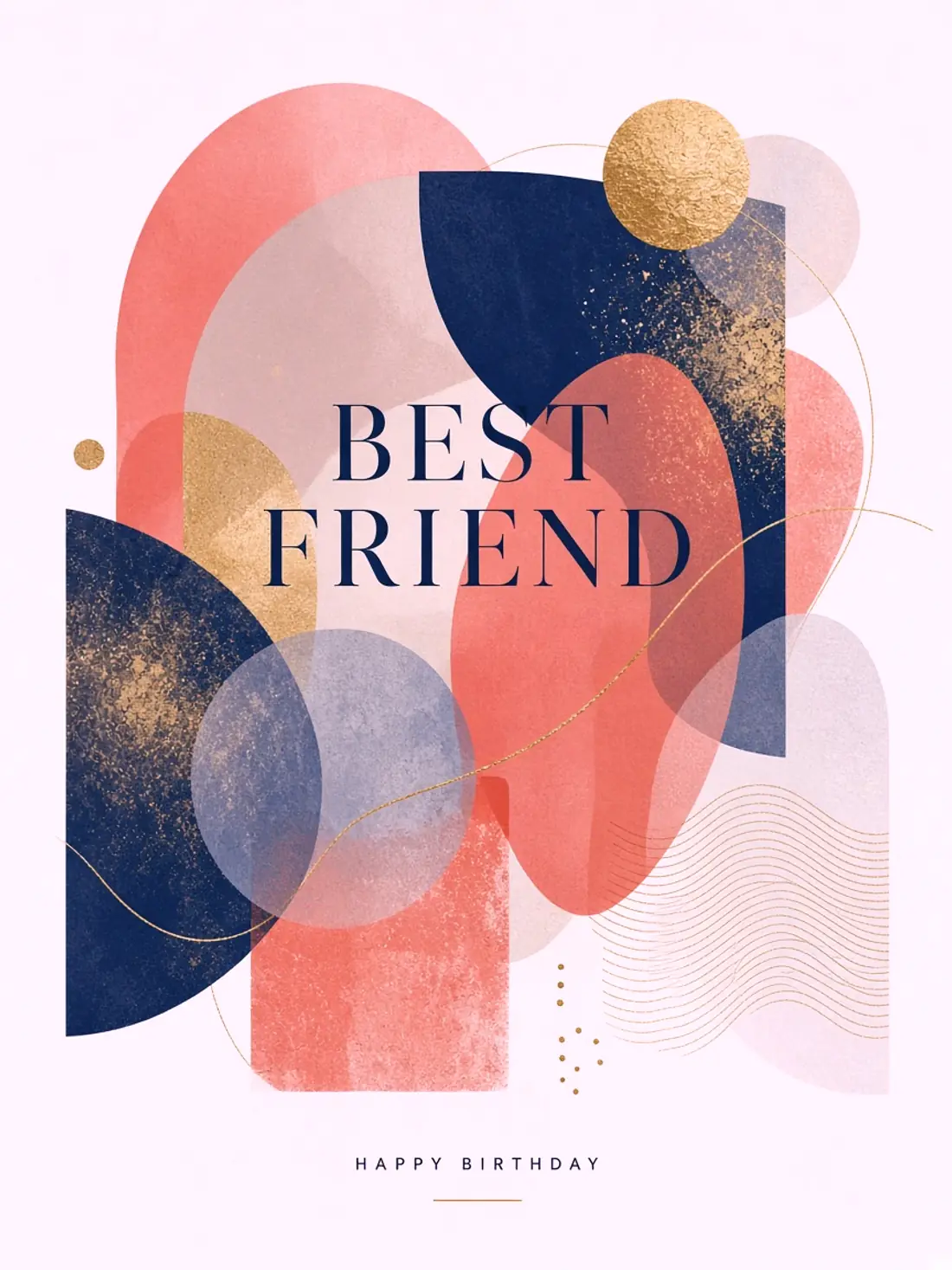 Birthday Cards for a College Friend design 05, abstract gallery style, premium digital birthday card for friends