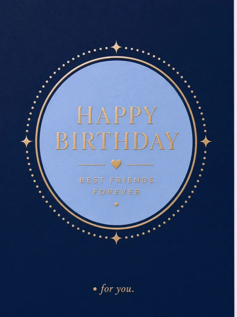 Birthday Cards for a College Friend design 07, navy foil modern style, premium digital birthday card for friends