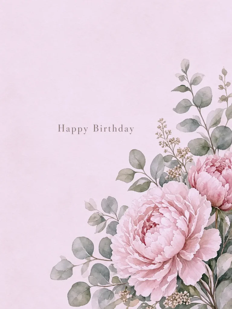 Birthday Cards for a College Friend design 01, watercolor botanical style, premium digital birthday card for friends