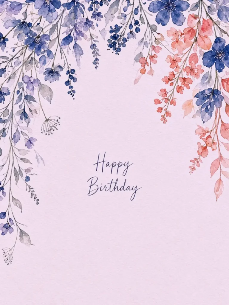 Birthday Cards for a College Friend design 11, watercolor botanical style, premium digital birthday card for friends