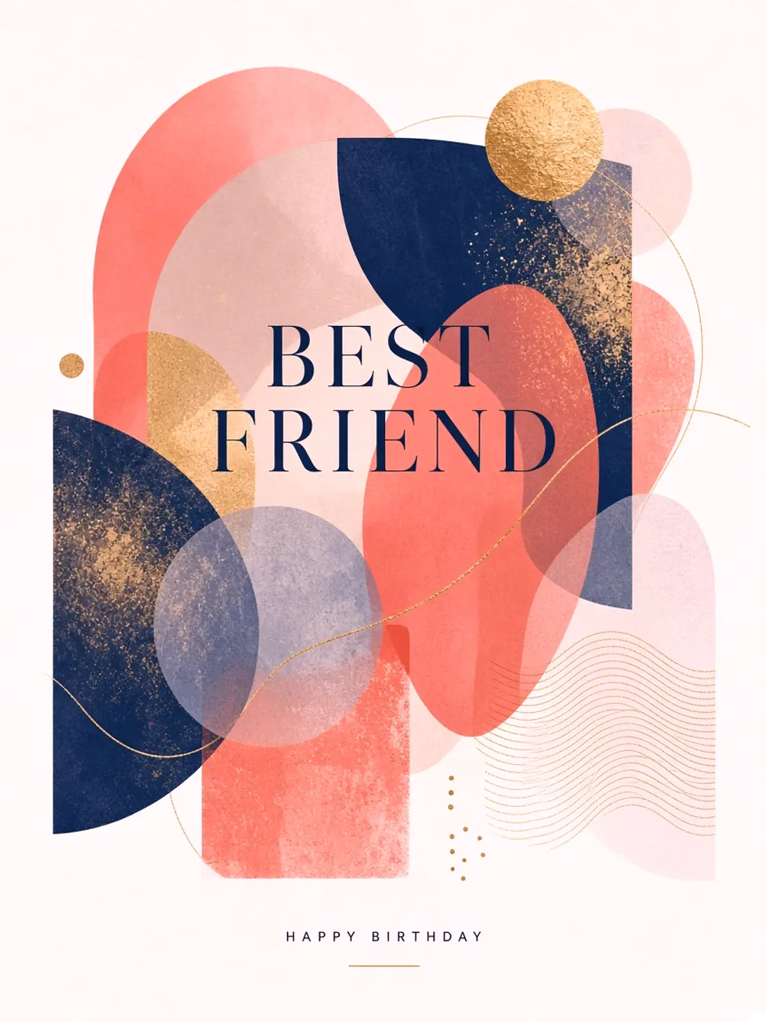 Birthday Cards for a Female Friend design 05, abstract gallery style, premium digital birthday card for friends