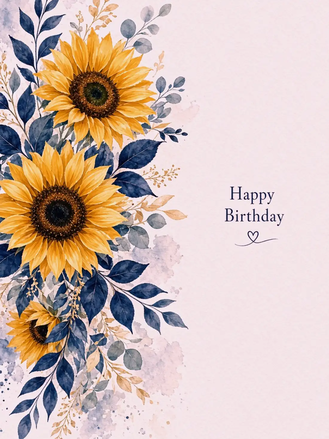 Birthday Cards for a Female Friend design 06, watercolor botanical style, premium digital birthday card for friends
