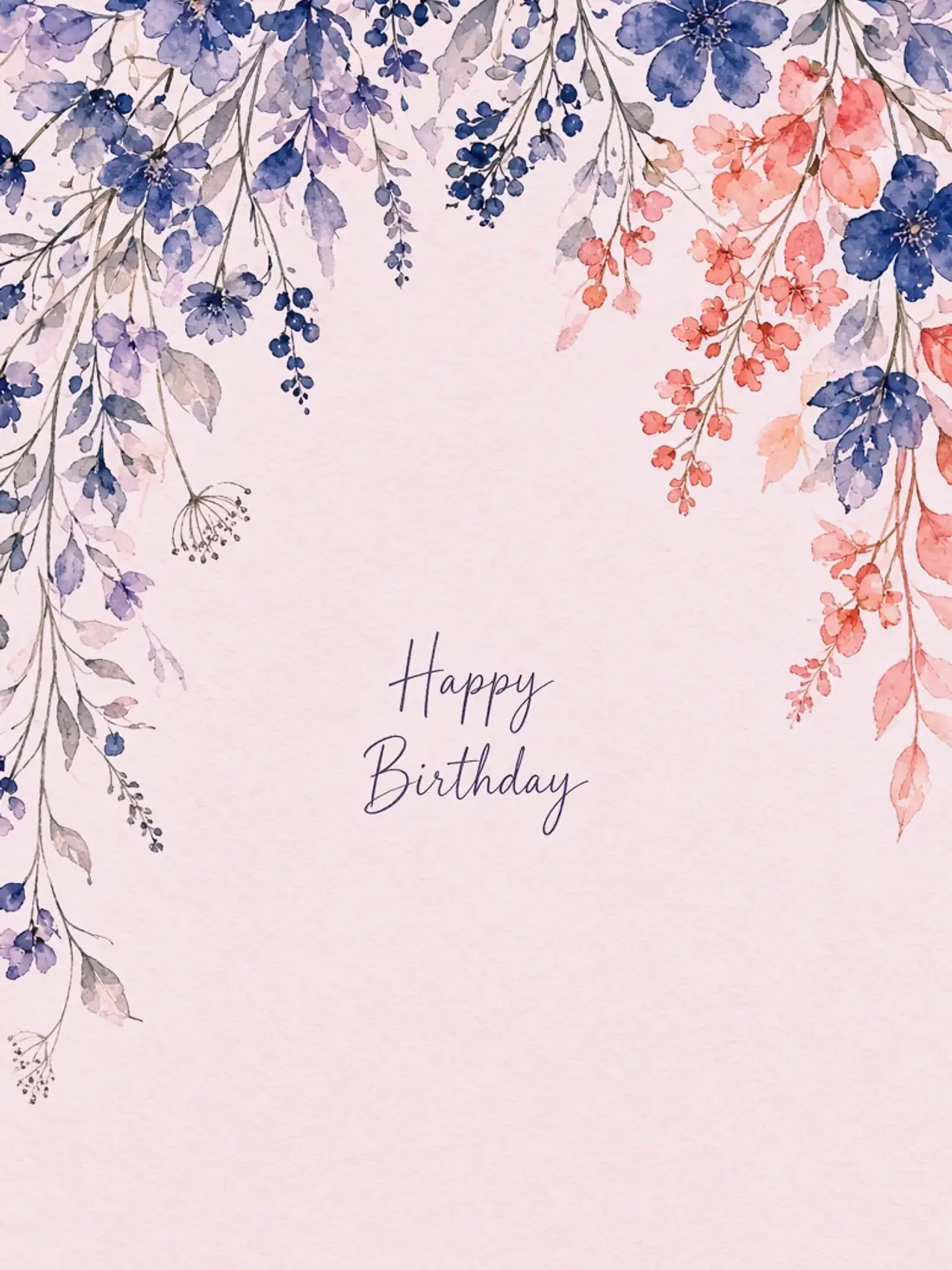 Birthday Cards for a Female Friend design 11, watercolor botanical style, premium digital birthday card for friends