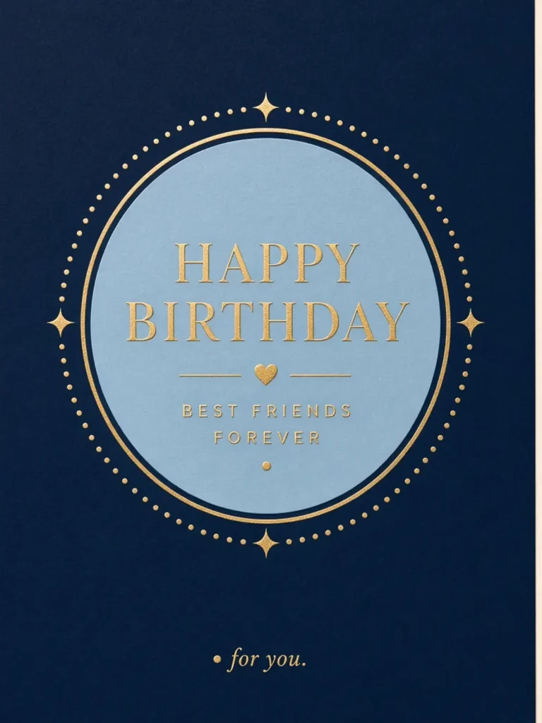 Birthday Cards for a Friend's Family design 07, navy foil modern style, premium digital birthday card for friends