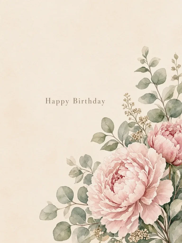 Birthday Cards for a Friend's Family design 01, watercolor botanical style, premium digital birthday card for friends
