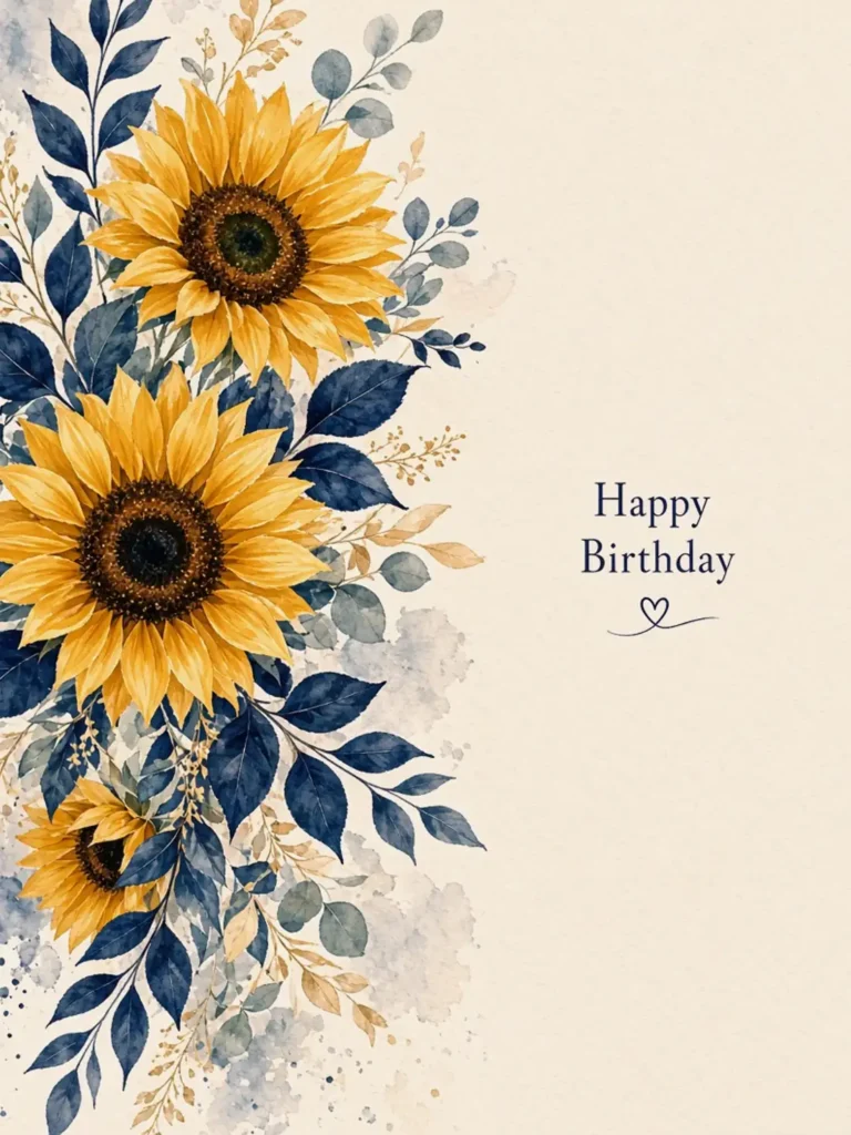 Birthday Cards for a Friend's Family design 06, watercolor botanical style, premium digital birthday card for friends