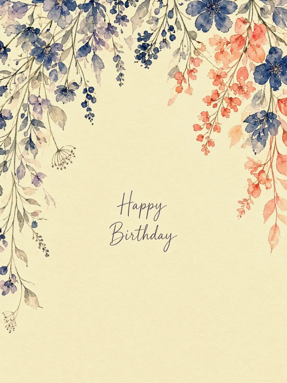 Funny Birthday Cards for Friends design 11, watercolor botanical style, premium digital birthday card for friends