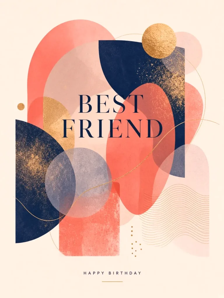 Birthday Cards for Friends in Hindi design 05, abstract gallery style, premium digital birthday card for friends
