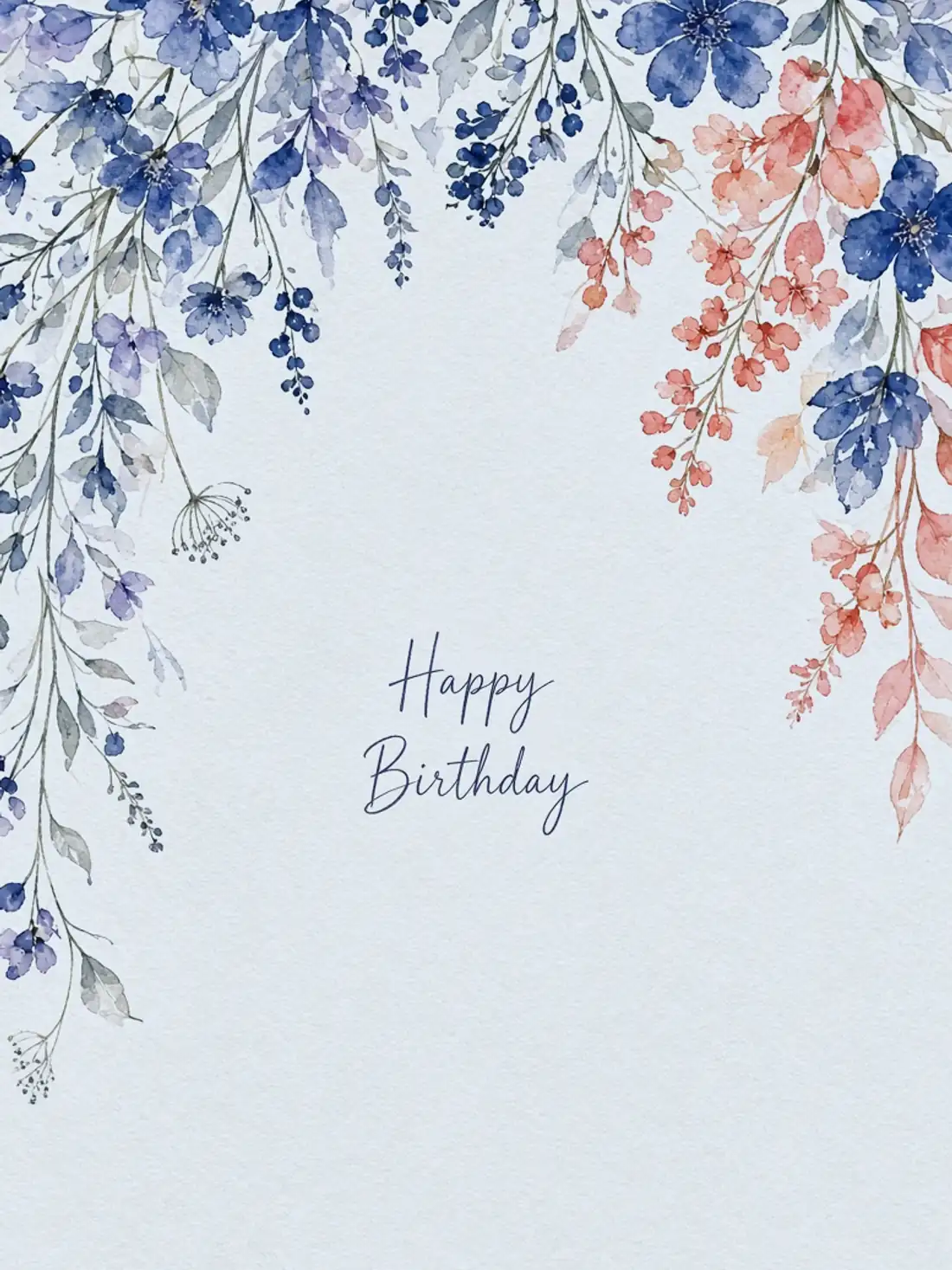 Birthday Cards for a Male Friend design 11, watercolor botanical style, premium digital birthday card for friends