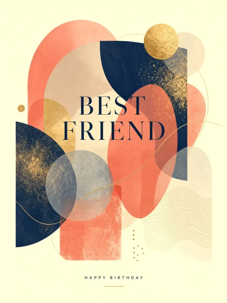 Birthday Cards for an Old Friend design 05, abstract gallery style, premium digital birthday card for friends