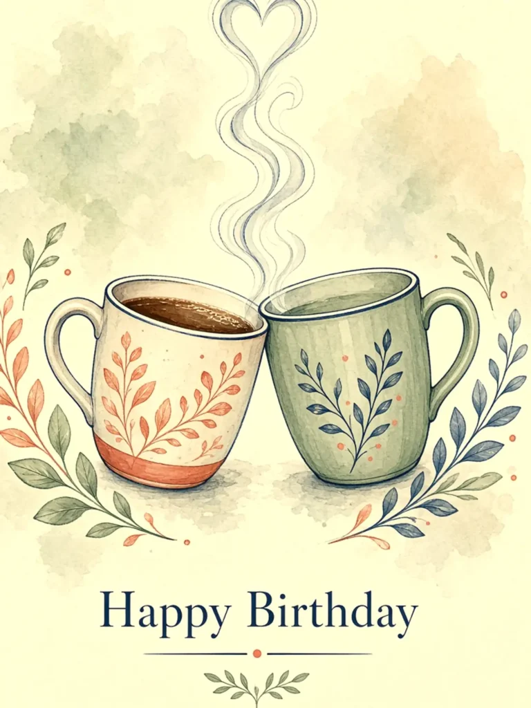 Birthday Cards for an Old Friend design 04, hand illustrated style, premium digital birthday card for friends