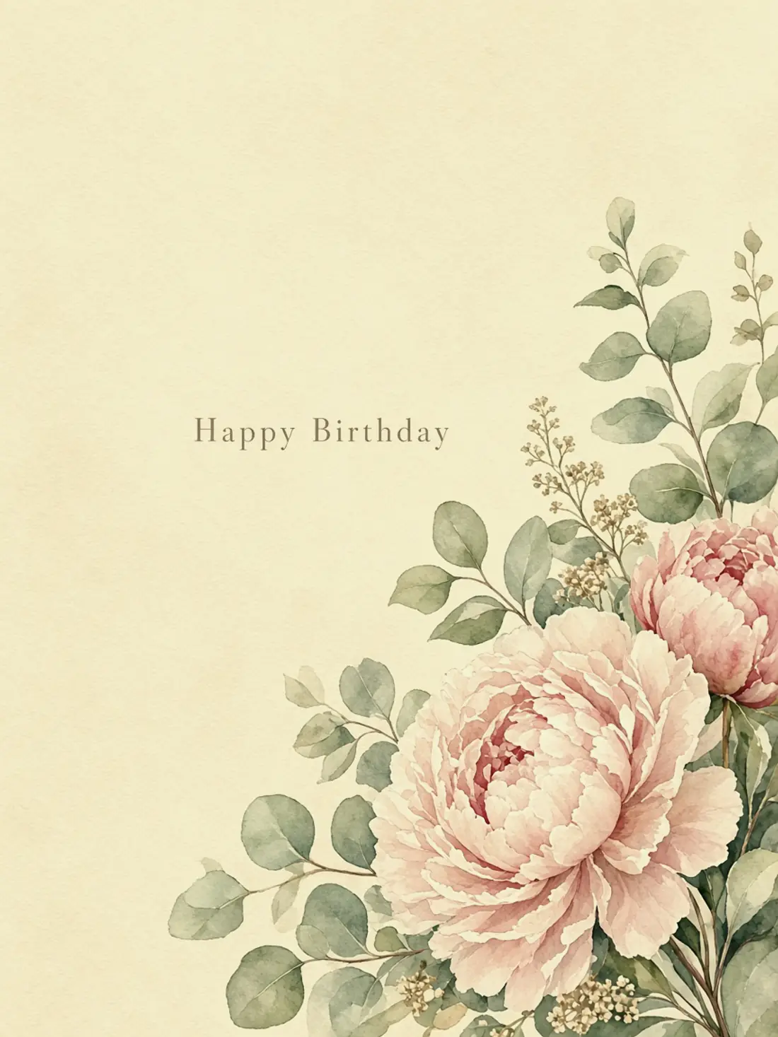 Birthday Cards for an Old Friend design 01, watercolor botanical style, premium digital birthday card for friends