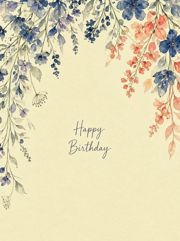 Birthday Cards for an Old Friend design 11, watercolor botanical style, premium digital birthday card for friends
