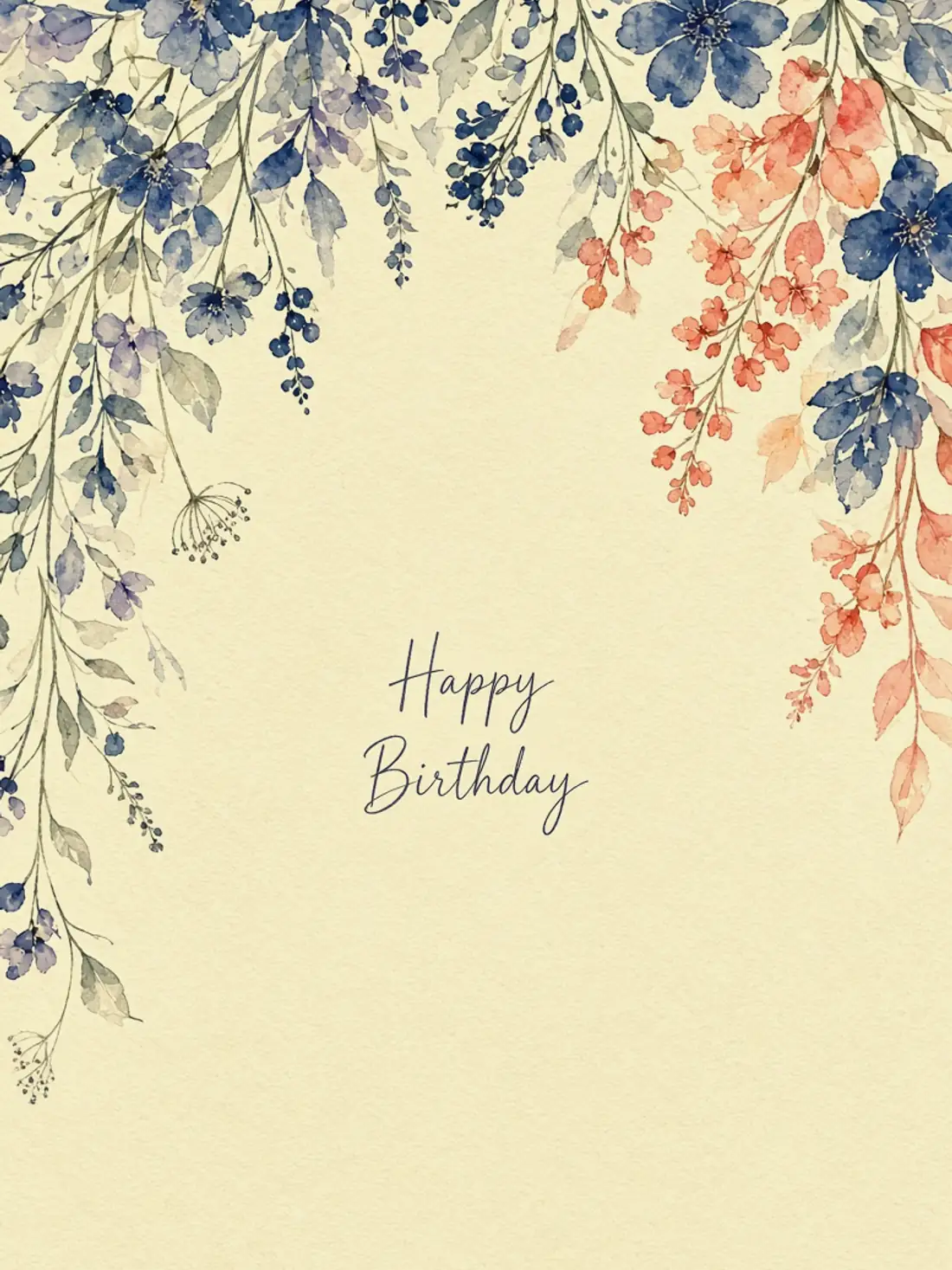 Birthday Cards for an Old Friend design 11, watercolor botanical style, premium digital birthday card for friends