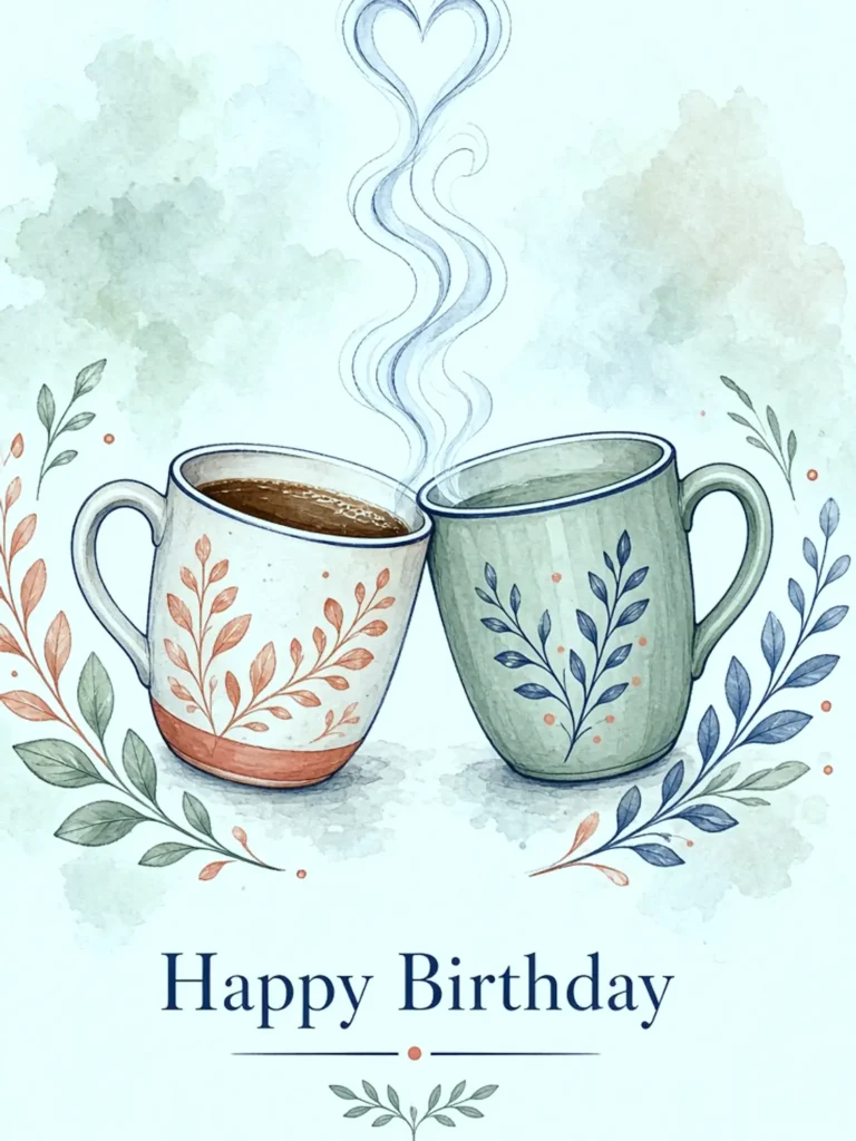 Birthday Cards for an Online Friend design 04, hand illustrated style, premium digital birthday card for friends