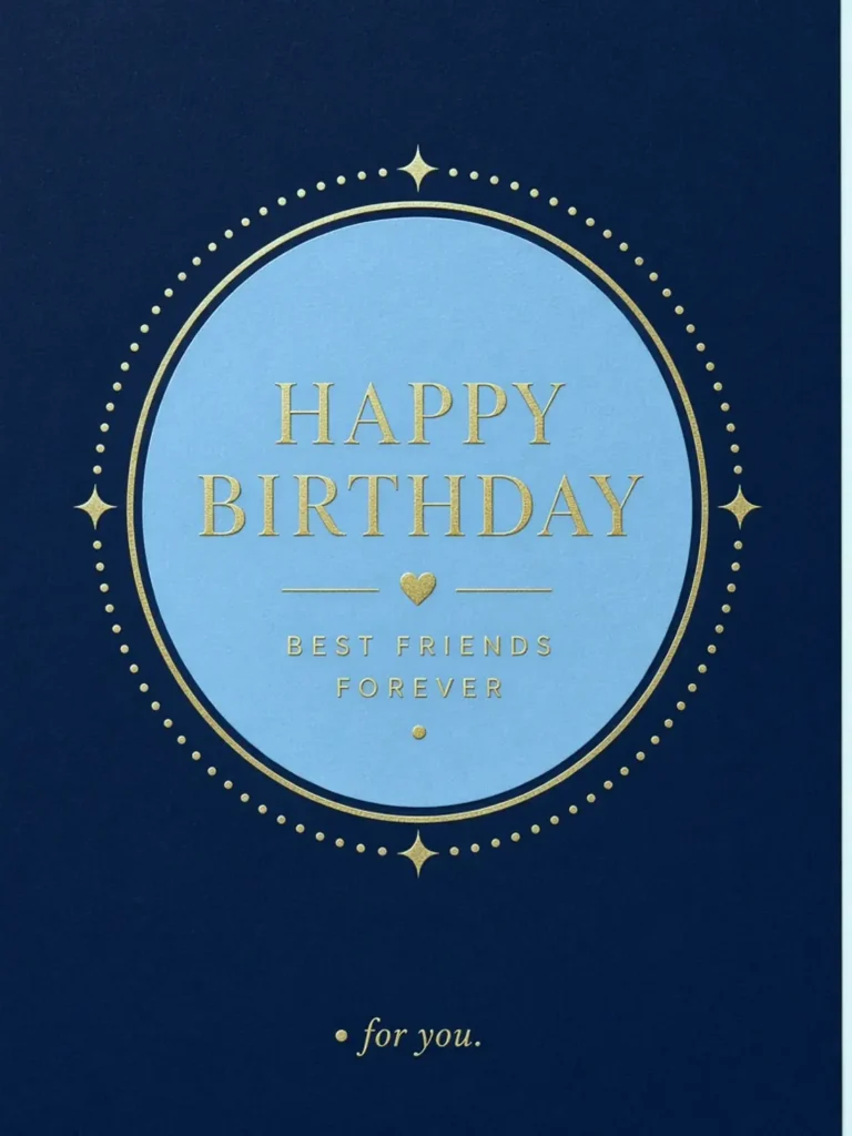 Birthday Cards for an Online Friend design 07, navy foil modern style, premium digital birthday card for friends