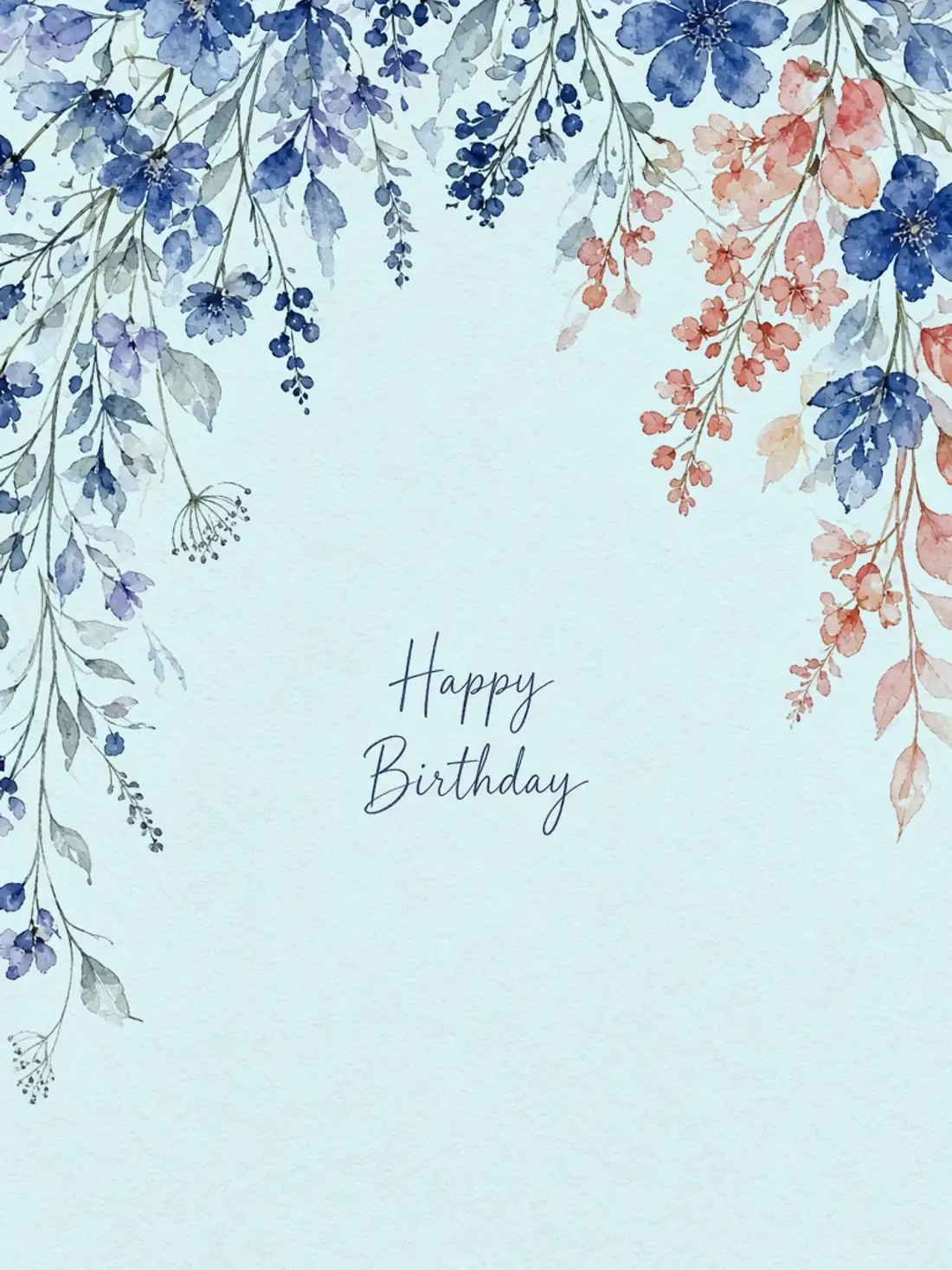 Birthday Cards for an Online Friend design 11, watercolor botanical style, premium digital birthday card for friends