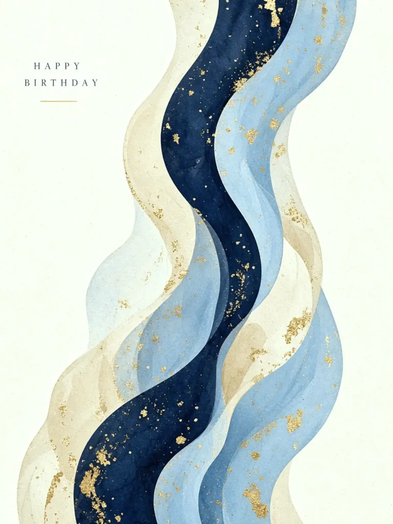 Birthday Cards for a School Friend design 10, abstract gallery style, premium digital birthday card for friends