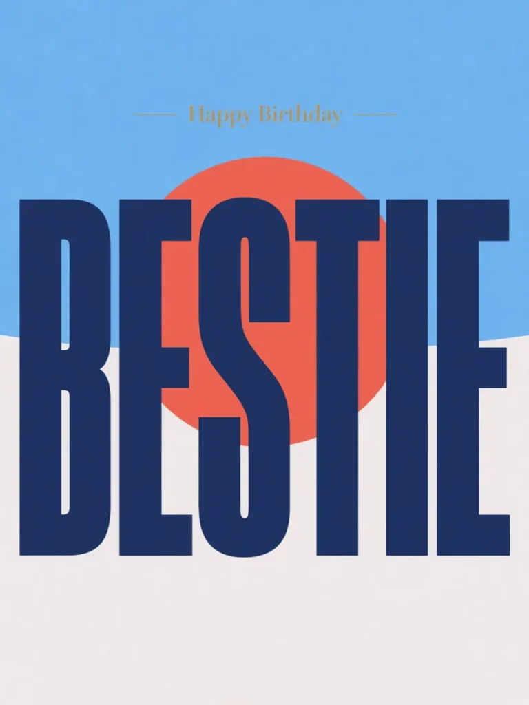 Short Birthday Cards for Friends design 13, bold type colorblock style, premium digital birthday card for friends